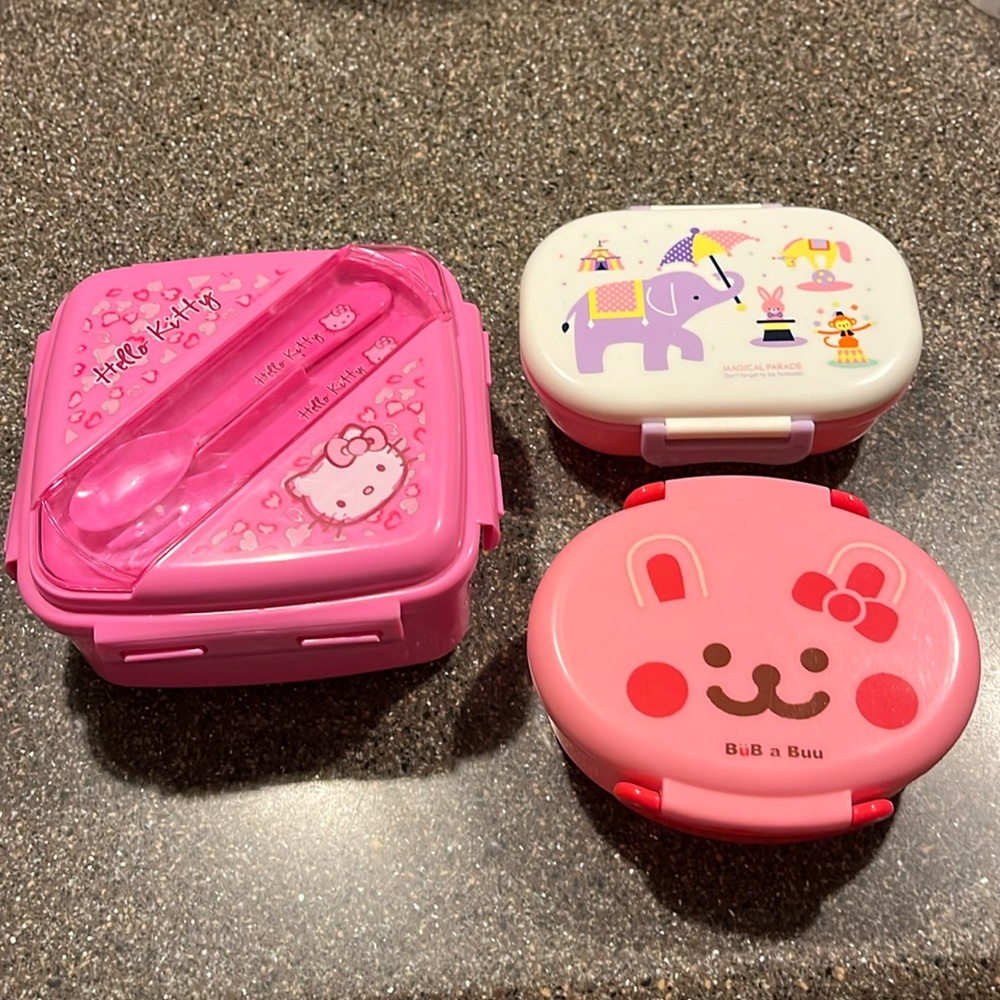 Three Cute Pink Lunch Containers